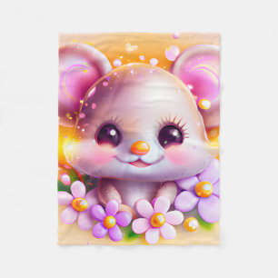 Cute Kawaii Pink Mouse Fleece Deken