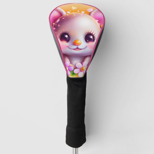 Cute Kawaii Pink Mouse Golfheadcover (Voorkant)