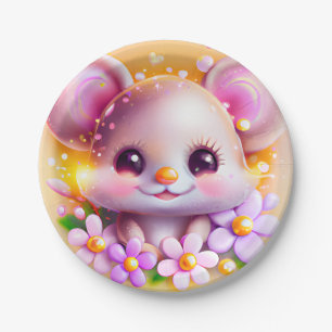 Cute Kawaii Pink Mouse Papieren Bordje