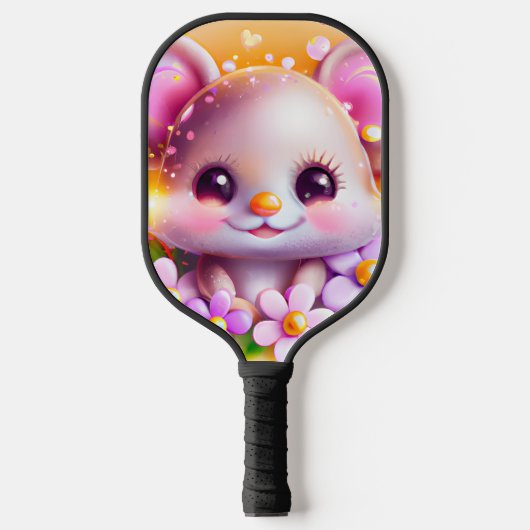 Cute Kawaii Pink Mouse Pickleball Paddle (Voorkant)
