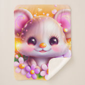 Cute Kawaii Pink Mouse Sherpa Deken (Voorkant)