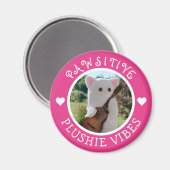 Cute Kawaii Pink Pawsitive Plushie Vibes Photo Magneet (Voorkant / Achterkant)