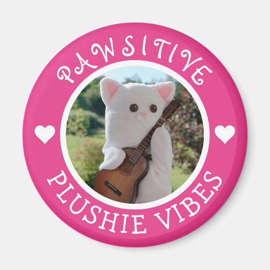 Cute Kawaii Pink Pawsitive Plushie Vibes Photo Magneet (Voorkant)