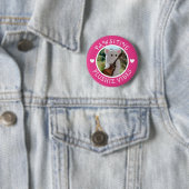 Cute Kawaii Pink Pawsitive Plushie Vibes Photo Ronde Button 5,7 Cm (In situ)