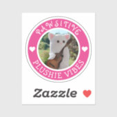 Cute Kawaii Pink Pawsitive Plushie Vibes Photo Sticker (Vel)