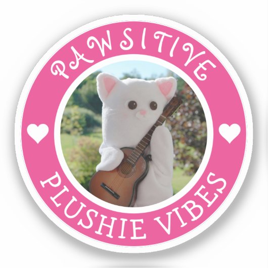 Cute Kawaii Pink Pawsitive Plushie Vibes Photo Sticker (Voorkant)