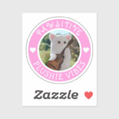Cute Kawaii Pink Pawsitive Plushie Vibes Photo Sticker (Vel)