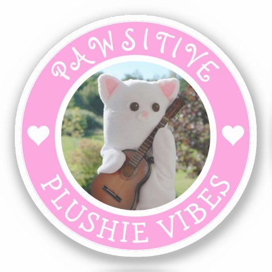 Cute Kawaii Pink Pawsitive Plushie Vibes Photo Sticker (Voorkant)