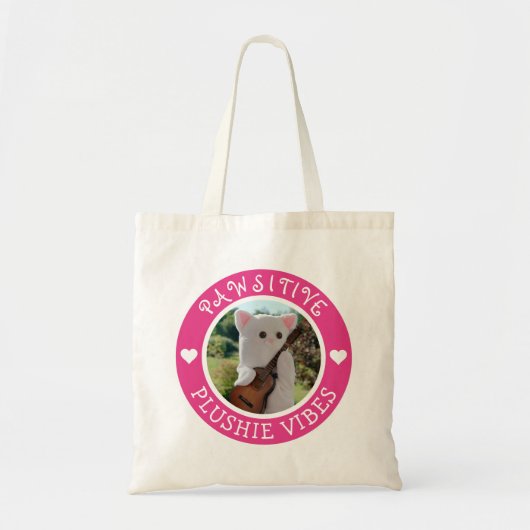 Cute Kawaii Pink Pawsitive Plushie Vibes Photo Tote Bag (Voorkant)