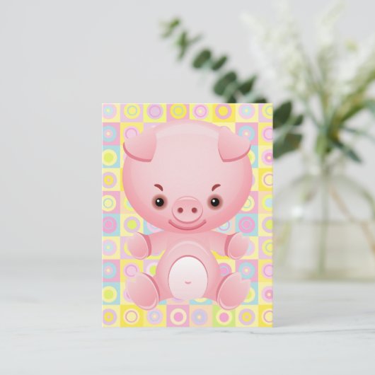 Cute Kawaii PINK pIG Pattern Briefkaart (Staand voorkant)