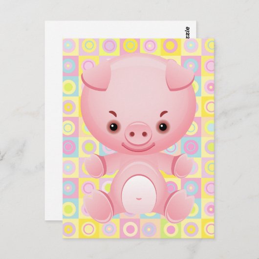 Cute Kawaii PINK pIG Pattern Briefkaart (Voorkant / Achterkant)