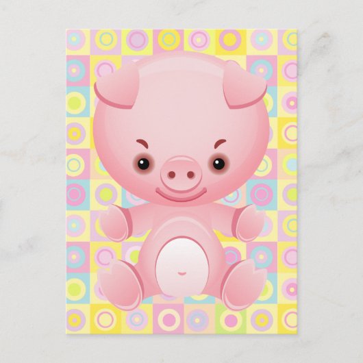 Cute Kawaii PINK pIG Pattern Briefkaart (Voorkant)