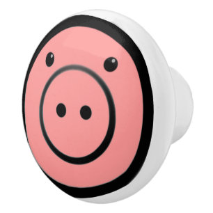 Cute Kawaii Pink Piggy Face Front Ceramic Knob. Keramische Knop