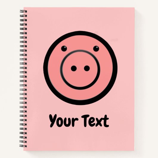 Cute Kawaii Pink Piggy Vector Art Notitieboek (Voorkant)