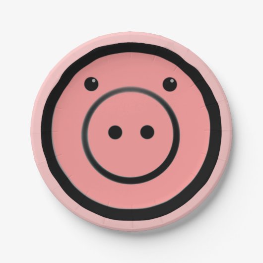 Cute Kawaii Pink Piggy Vector Art Papieren Bordje (Voorkant)