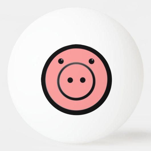 Cute Kawaii Pink Piggy Vector Art Pingpongbal (Voorkant)