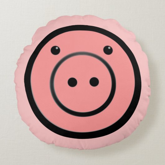 Cute Kawaii Pink Piggy Vector Art Rond Kussen (Voorkant)