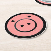 Cute Kawaii Pink Piggy Vector Art Ronde Kartonnen Onderzetter (Gebogen)