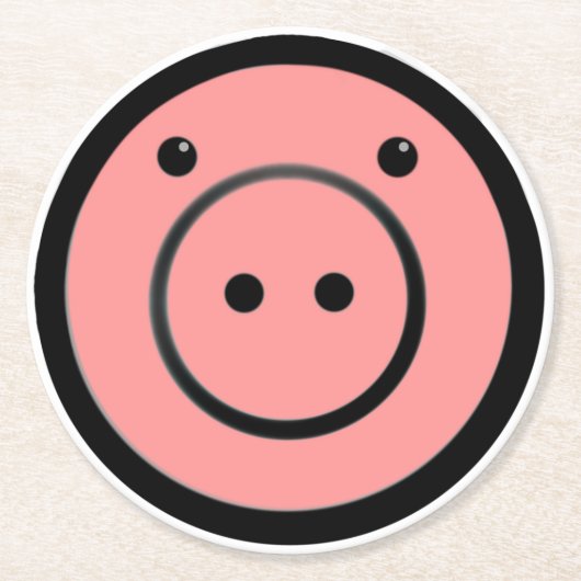 Cute Kawaii Pink Piggy Vector Art Ronde Kartonnen Onderzetter (Voorkant)
