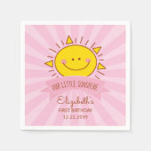 Cute Kawaii Pink Sunshine Kinder 1e verjaardag Servet (Voorkant)
