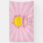 Cute Kawaii Pink Sunshine Kinder 1e verjaardag Spandoek (Verticaal)