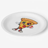 Cute Kawaii Pizza Slice Paper Plates Fun Party Foo Papieren Bordje (Gekanteld)