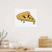 Cute Kawaii Pizza Slice Poster (Keuken)