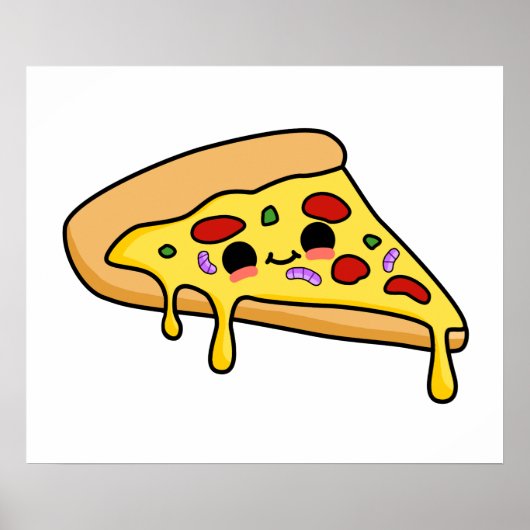 Cute Kawaii Pizza Slice Poster (Voorkant)