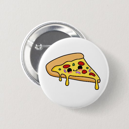 Cute Kawaii Pizza Slice Ronde Button 5,7 Cm (Voorkant /achterkant)