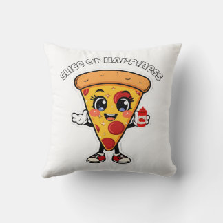 Cute Kawaii Pizza Throw Pillow – Adorable Cartoon Kussen