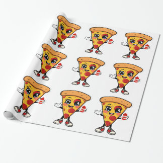 Cute Kawaii Pizza Wrapping Paper for Kids Birthday Cadeaupapier