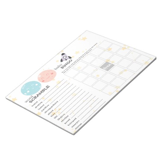 Cute Kawaii Planet Baby Gender Reopenbaarle Games Notitieblok (Schuin)