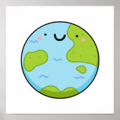 Cute Kawaii Planet Earth Poster (Voorkant)