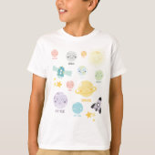 Cute Kawaii Planet Solar System Astronomie T-shirt (Voorkant)