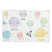 Cute Kawaii Planet Solar System Kind Kussensloop (Achterkant-Links)
