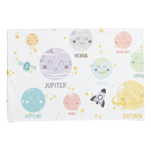 Cute Kawaii Planet Solar System Kind Kussensloop (Voorkant-Rechts)
