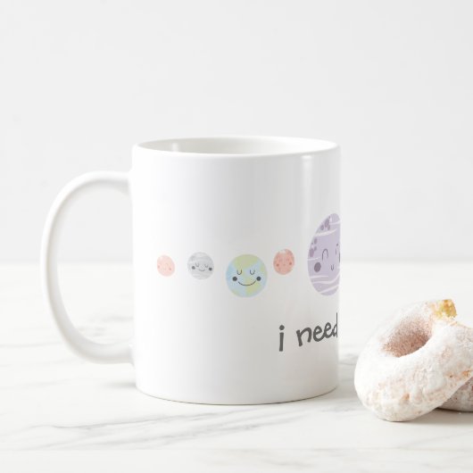 Cute Kawaii Planets Ik heb mijn ruimte nodig Koffiemok (Met donut)