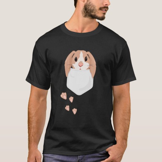 Cute Kawaii Pocket Bunny Egg Happy Paaszondag T-shirt (Voorkant)