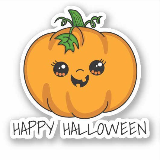 Cute Kawaii Pompoen Halloween  Sticker (Voorkant)