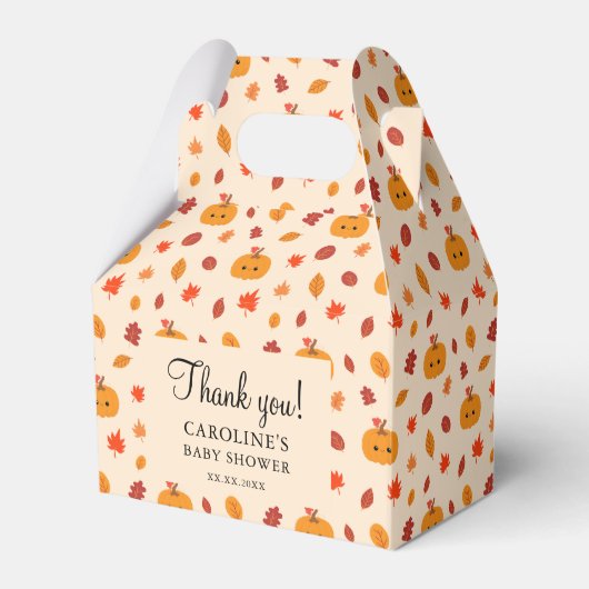 Cute Kawaii Pompoen Herfst Bladeren Baby Shower Bedankdoosjes (Voorkant Zijde)