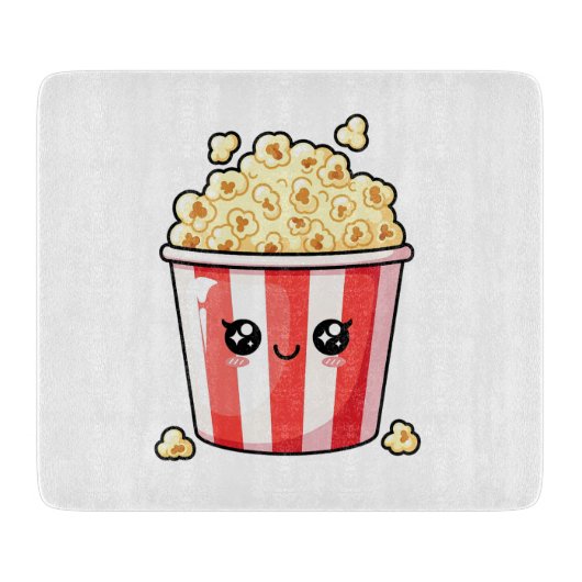 Cute Kawaii Popcorn Emmer Illustratie Snijplank (Voorkant)