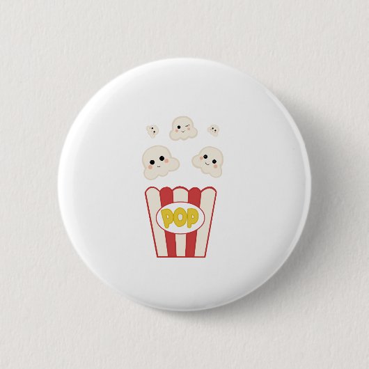 Cute Kawaii Popcorn Ronde Button 5,7 Cm (Voorkant)