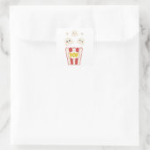 Cute Kawaii Popcorn Vierkante Sticker (Tas)
