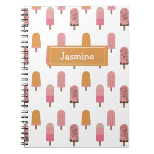 Cute Kawaii Popsicle Iced Poppen enkel roze monogr Notitieboek