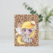 Cute kawaii postman pony op luipaard briefkaart (Staand voorkant)