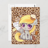Cute kawaii postman pony op luipaard briefkaart (Voorkant / Achterkant)