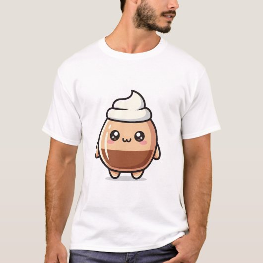 Cute Kawaii Pudding – Adorable Dessert Character T-shirt (Voorkant)