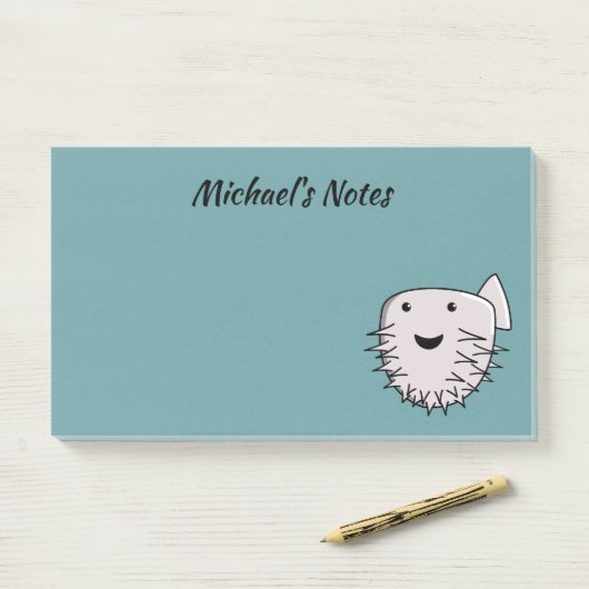 Cute Kawaii Puffer Fish Post-it® Notes (Op bureau)