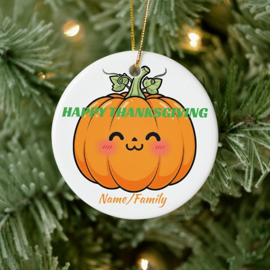 Cute Kawaii Pumpkin Face - Thanksgiving Keramisch Ornament (Boom)