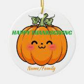Cute Kawaii Pumpkin Face - Thanksgiving Keramisch Ornament (Voorkant)